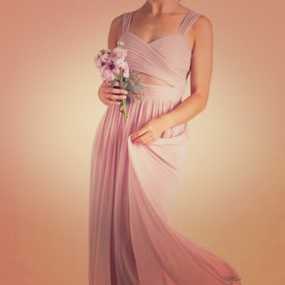 Dusty rose colored dress. Wore for a wedding